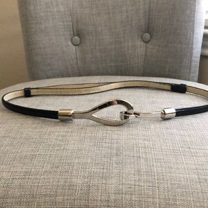 Black leather skinny belt